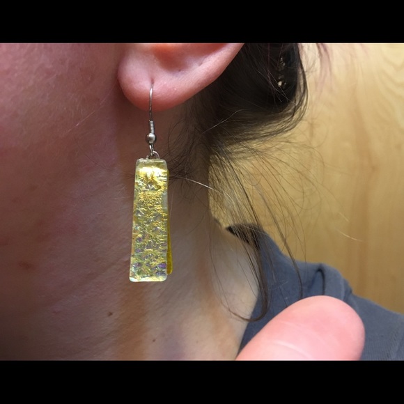 Lot of 3 Dichroic Fused Glass Handcrafted Earrings - Picture 4 of 7